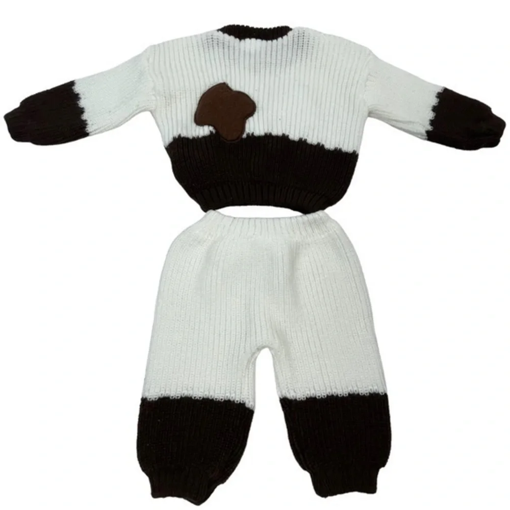 Knit Jogger Set 2pcs 🐄 | Unisex Baby 3-6month | White Brown